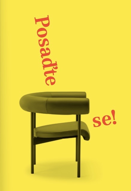 Žlutá knižní obálka s obrázkem židle